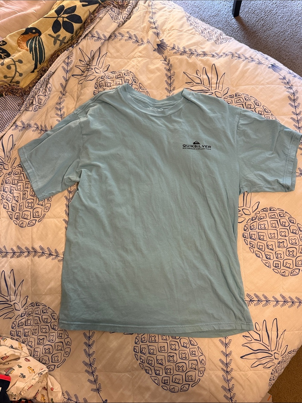 Quiksilver Men's Light Blue Short Sleeve Logo Tee